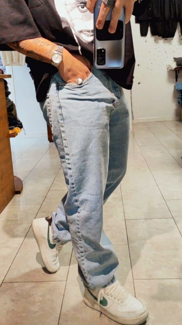 jeans baggy vita alta lavaggio chiaro - immagine 3