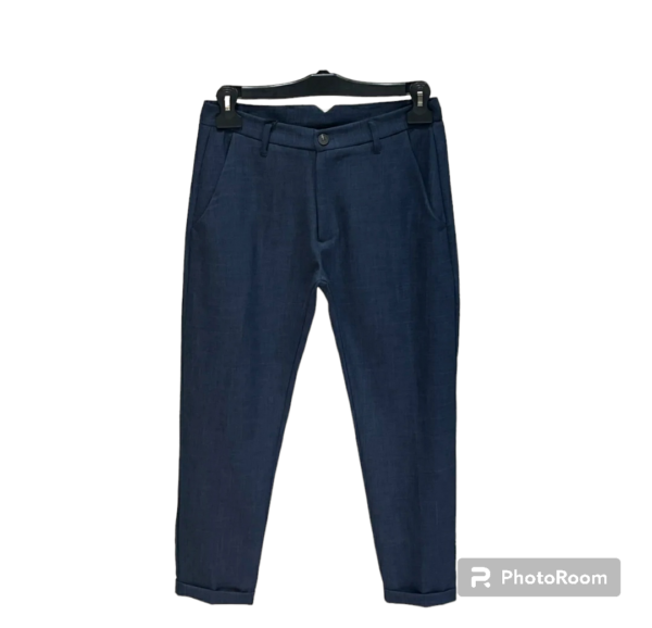 pantalone sartoriale blu "bespoke"