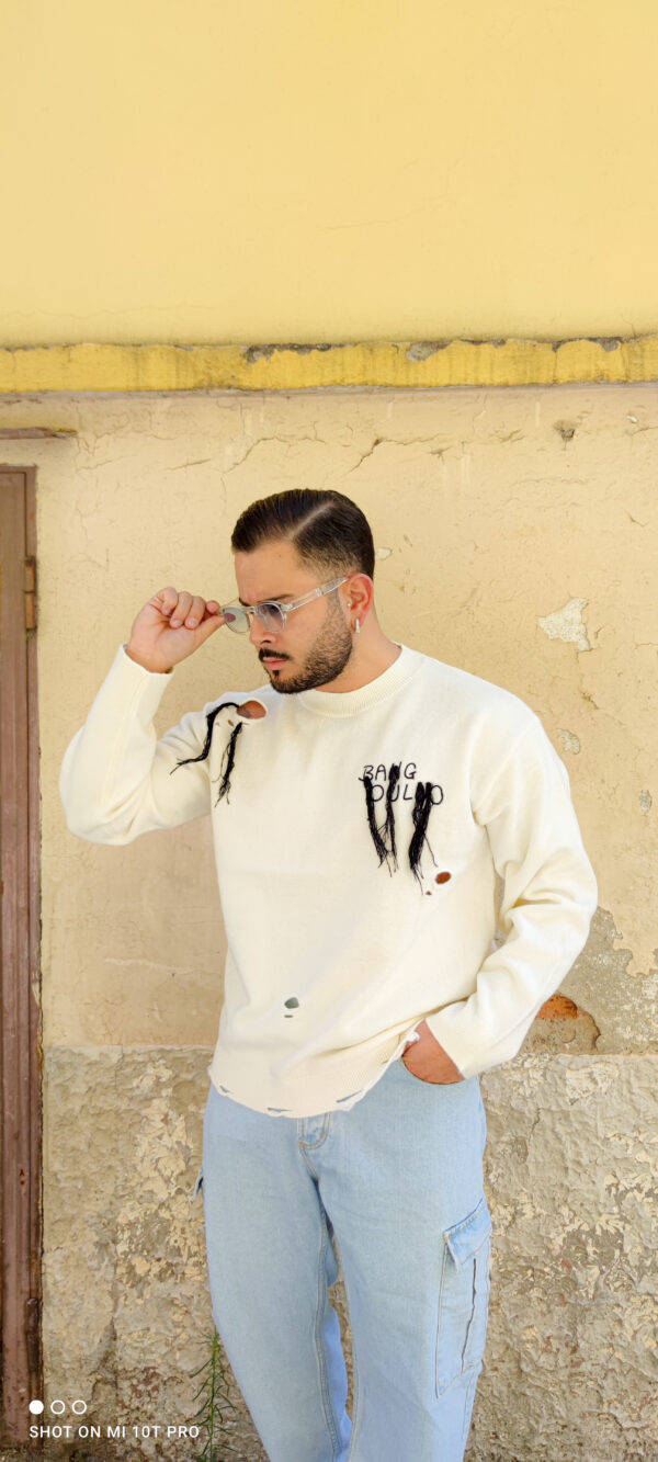 maglione bianco con rotture 22 - immagine 2
