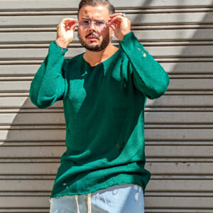 maglione sfranciato verde gucci